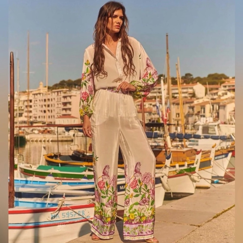 Taj by Sabrina Crippa Noah pant and shirt set- Secret Garden size Small